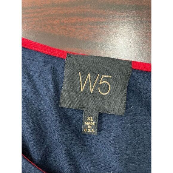 W5 Navy Short Sleeve Floral Blouse Size X-Large - Picture 5 of 8